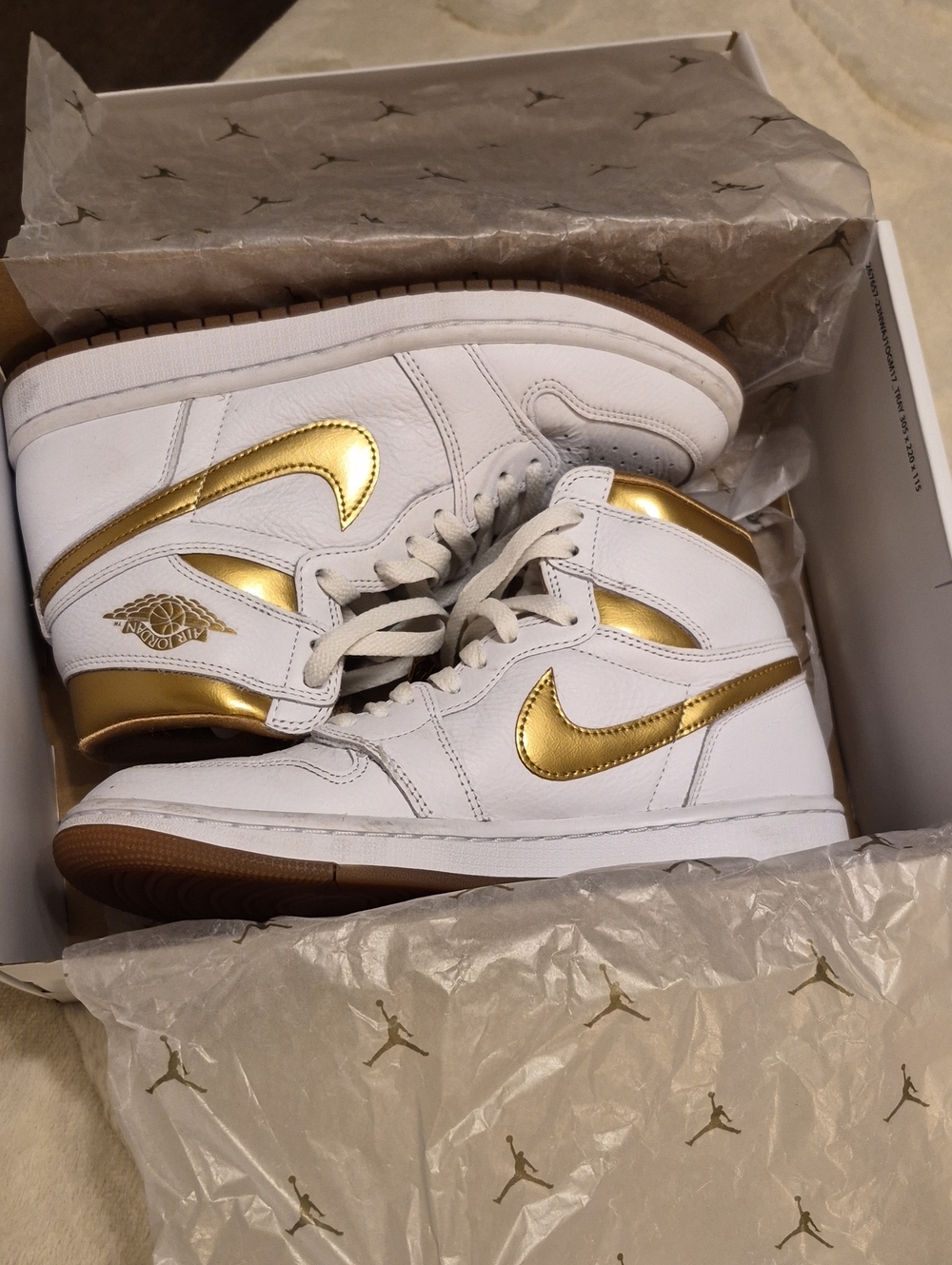 Nike Women's Mid-Top Sneakers in White and Gold